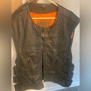 First Classics Leather Vest Mens Large Classic Leather Gear Motorcycle Black